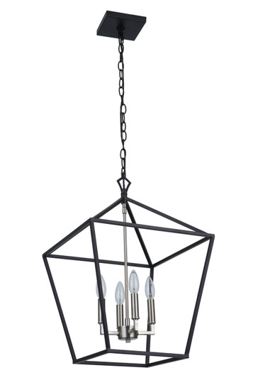 Flynt II Four Light Foyer Pendant in Flat Black/Brushed Polished Nickel (46|56335-FBBNK)