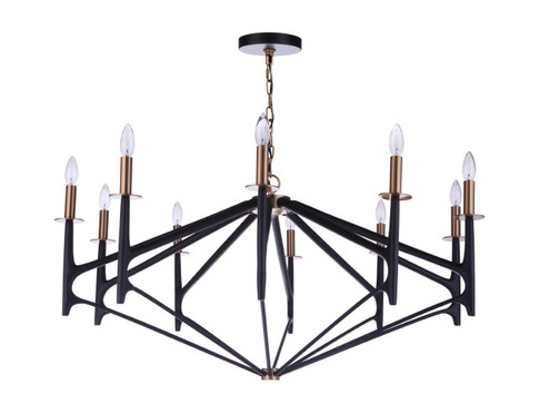 The Reserve Ten Light Chandelier in Flat Black/Satin Brass (46|55510-FBSB)