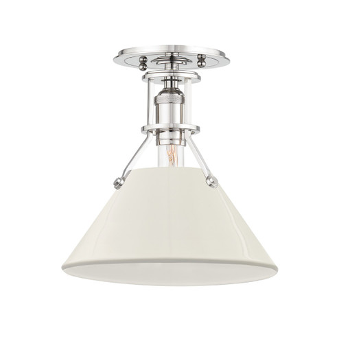Painted No.2 One Light Semi Flush Mount in Polished Nickel/Off White (70|MDS353-PN/OW)