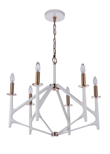 The Reserve Six Light Chandelier in Matte White / Satin Brass (46|55526-MWWSB)