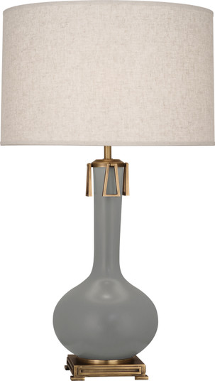 Athena One Light Table Lamp in Matte Smokey Taupe Glazed Ceramic w/Aged Brass (165|MST92)