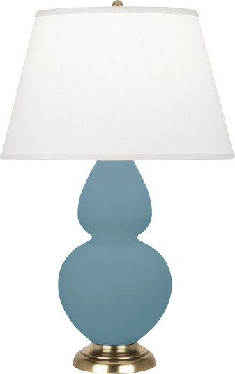 Double Gourd One Light Table Lamp in Matte Steel Blue Glazed Ceramic w/Antique Natural Brass (165|MOB55)