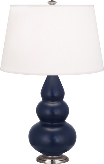 Small Triple Gourd One Light Accent Lamp in Matte Midnight Blue Glazed Ceramic w/Antique Silver (165|MMB32)