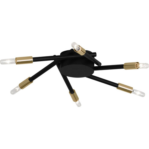 Thatcher Six Light Flushmount in Modern Brass w/Matte Black (165|221)