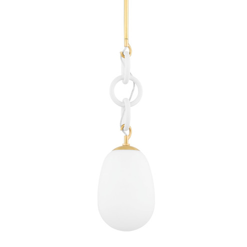 Marina One Light Pendant in Aged Brass/Textured White (428|H690701-AGB/TWH)