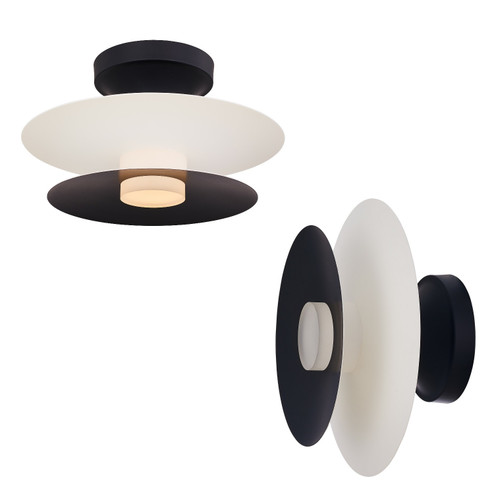 Fresno LED Flush Mount/Wall Sconce in White and Matte Black (33|516245WMB)
