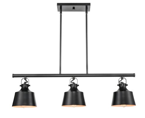 Auralume Three Light Island Pendant in Matte Black (405|370-3I-BK-M)
