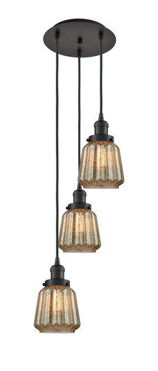 Franklin Restoration Three Light Pendant in Oil Rubbed Bronze (405|113F-3P-OB-G146)