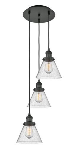 Franklin Restoration Three Light Pendant in Matte Black (405|113F-3P-BK-G44)