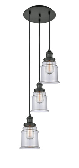 Franklin Restoration Three Light Pendant in Matte Black (405|113F-3P-BK-G182)