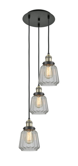 Franklin Restoration Three Light Pendant in Black Antique Brass (405|113F-3P-BAB-G142)