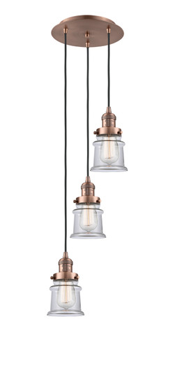 Franklin Restoration Three Light Pendant in Antique Copper (405|113F-3P-AC-G182S)