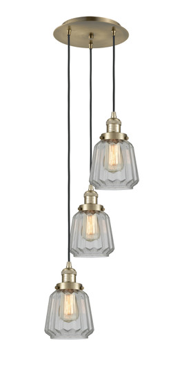 Franklin Restoration Three Light Pendant in Antique Brass (405|113F-3P-AB-G142)