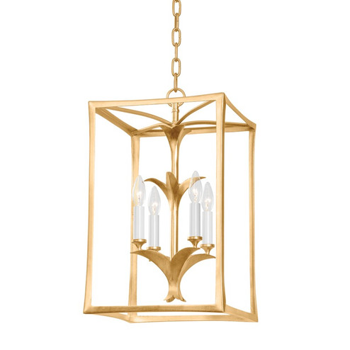 Bergamo Four Light Lantern in Vintage Gold Leaf (68|435-31-VGL/GL)