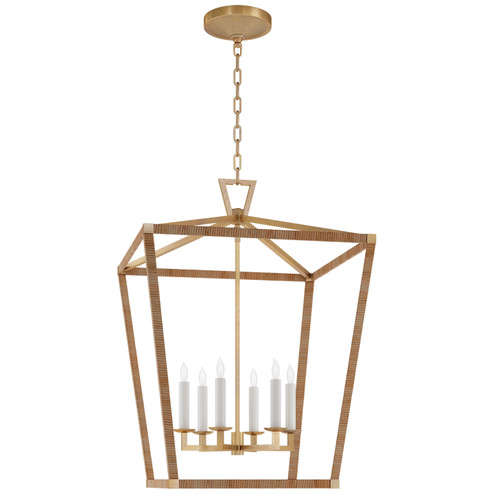 Darlana Wrapped LED Lantern in Antique-Burnished Brass and Natural Rattan (268|CHC 5879AB/NRT)