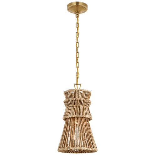 Antigua LED Pendant in Antique-Burnished Brass and Natural Abaca (268|CHC 5020AB/NAB)