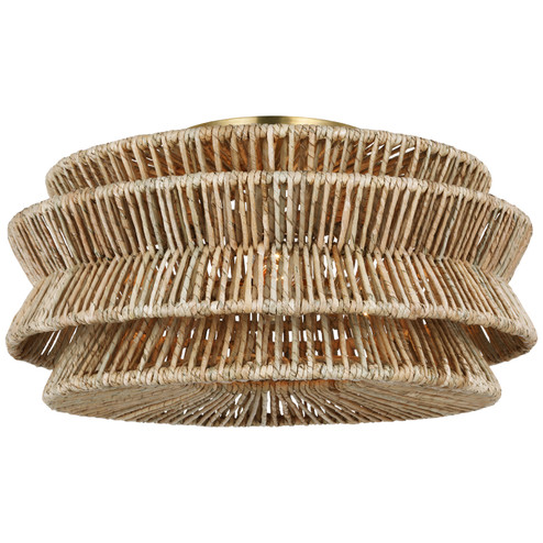 Antigua LED Semi-Flush Mount in Antique-Burnished Brass and Natural Abaca (268|CHC 4016AB/NAB)