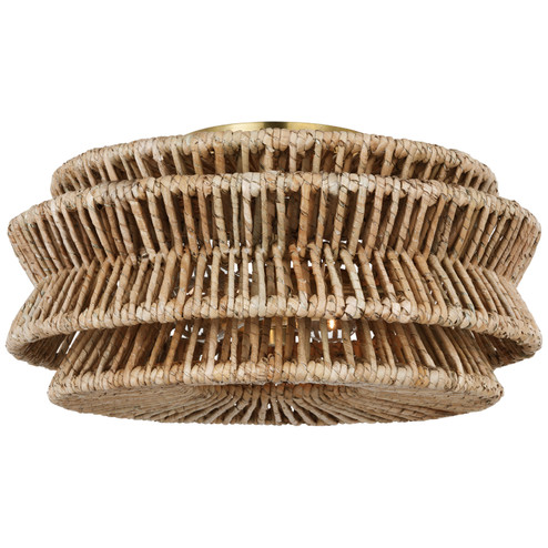 Antigua LED Semi-Flush Mount in Antique-Burnished Brass and Natural Abaca (268|CHC 4015AB/NAB)