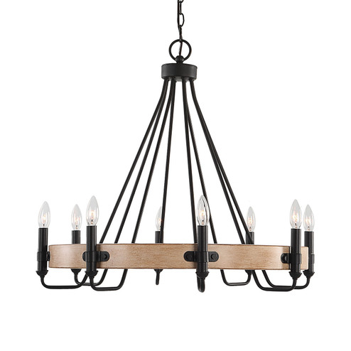 Deschutes, Eight Light Chandelier in Sanded Black (52|21356)