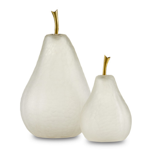 Glass Pear Pear Set of 2 in Matte Frost/Brass (142|1200-0641)