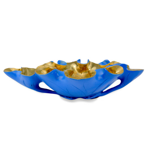 Wrapped Lotus Leaf Bowl in Blue/Polished Gold (142|1200-0622)
