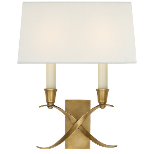 Cross Bouillotte Two Light Wall Sconce in Antique-Burnished Brass (268|CHD 1190AB-L)