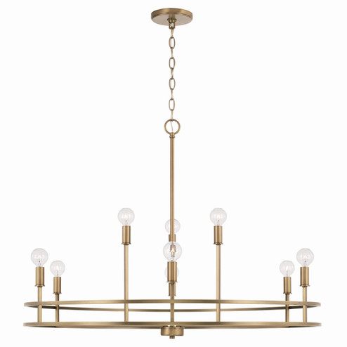 Fuller Nine Light Chandelier in Aged Brass (65|448791AD)