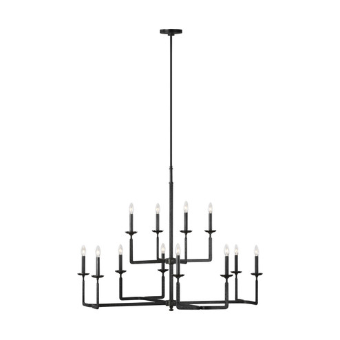 Ansley 12 Light Chandelier in Aged Iron (1|F3290/12AI)