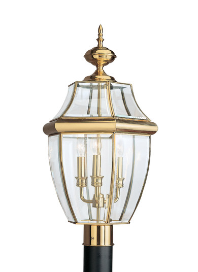 Lancaster Three Light Outdoor Post Lantern in Polished Brass (1|8239EN-02)