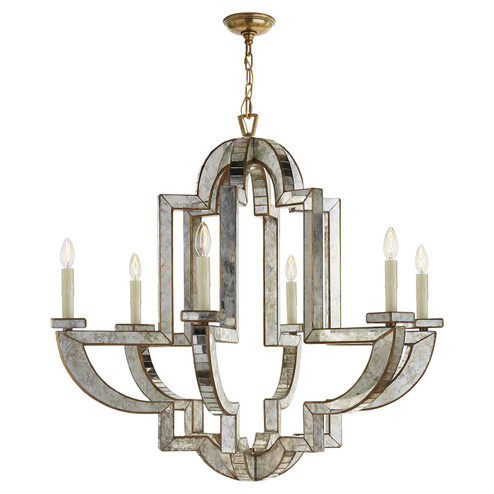 Lido Six Light Chandelier in Antique Mirror with Antique Brass (268|NW 5041AM/HAB)