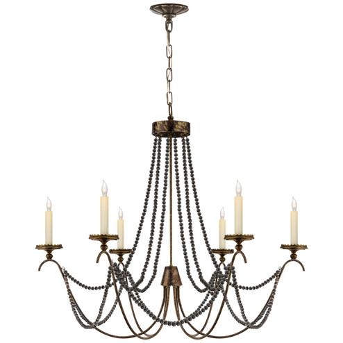 Marigot Six Light Chandelier in Hand Painted Rust Finish (268|CHC 1415R)