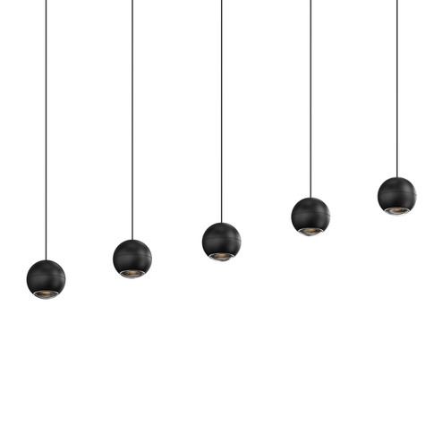 Hemisphere Five Light Linear Pendant in Textured Black (69|7508.97)