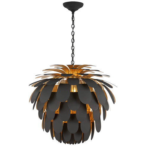 Cynara Six Light Chandelier in Matte Black and Gild (268|CHC 5158MBK/G)