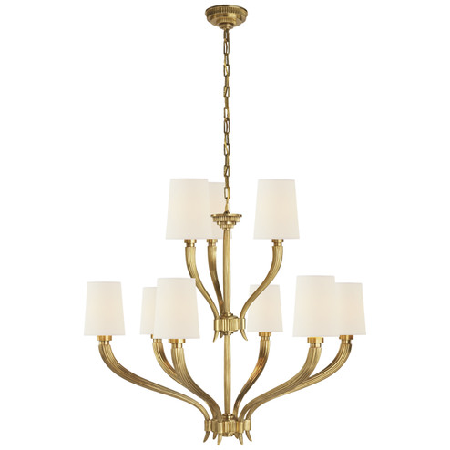 Ruhlmann Nine Light Chandelier in Antique-Burnished Brass (268|CHC 2465AB-L)