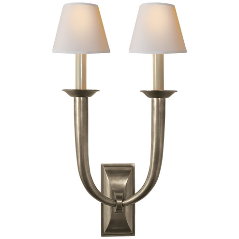 French Deco Horn Two Light Wall Sconce in Antique Nickel (268|S 2021AN-NP)