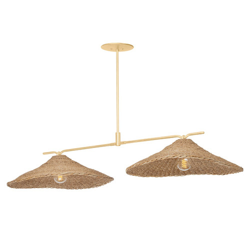 Valier Two Light Island Pendant in Vintage Gold Leaf (67|F8755-VGL)
