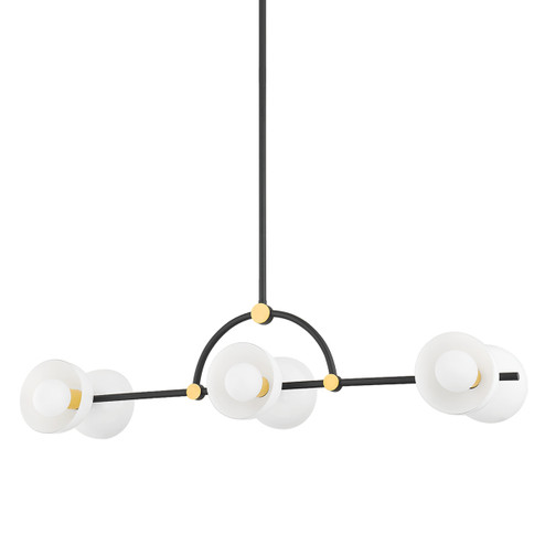 Belle Six Light Linear in Aged Brass (428|H724906-AGB/TBK)