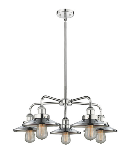 Ballston Urban Five Light Chandelier in Polished Nickel (405|916-5CR-PN-M1-PN)
