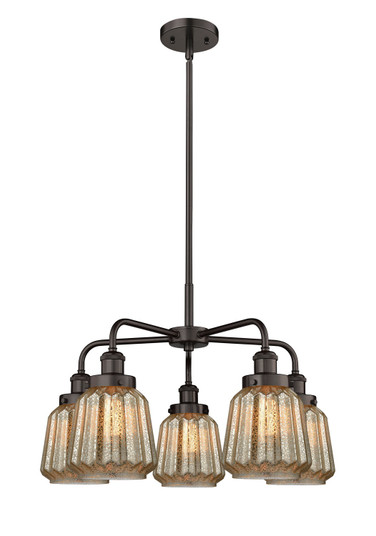 Ballston Urban Five Light Chandelier in Polished Nickel (405|916-5CR-PN-G146)
