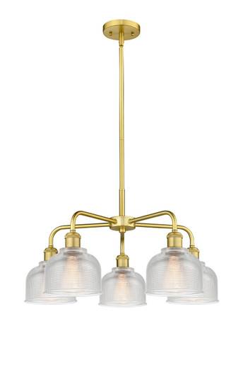 Downtown Urban Five Light Chandelier in Satin Gold (405|516-5CR-SG-G412)