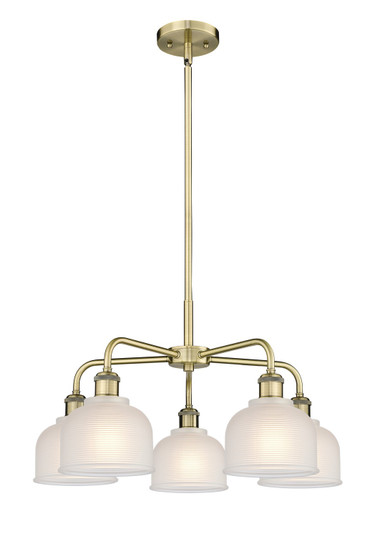 Downtown Urban Five Light Chandelier in Antique Brass (405|516-5CR-AB-G411)