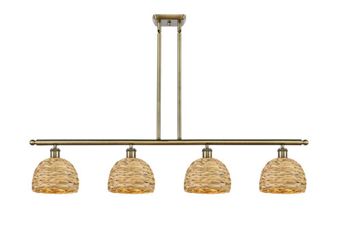 Downtown Urban Four Light Pendant in Antique Brass (405|516-4I-AB-RBD-8-NAT)