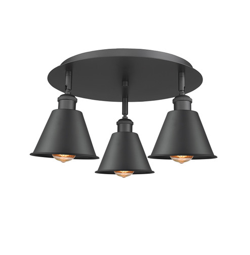 Downtown Urban Three Light Flush Mount in Matte Black (405|516-3C-BK-M8-BK)