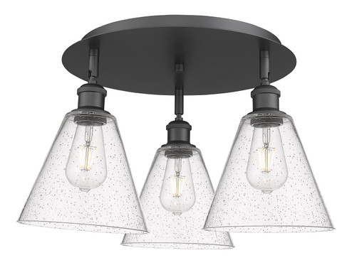 Ballston Three Light Semi-Flush Mount in Matte Black (405|516-3C-BK-GBC-84)