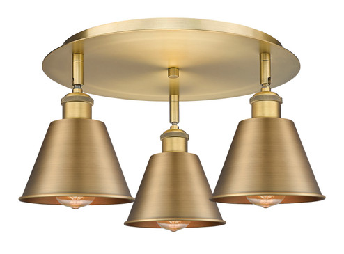 Downtown Urban Three Light Flush Mount in Brushed Brass (405|516-3C-BB-M8-BB)