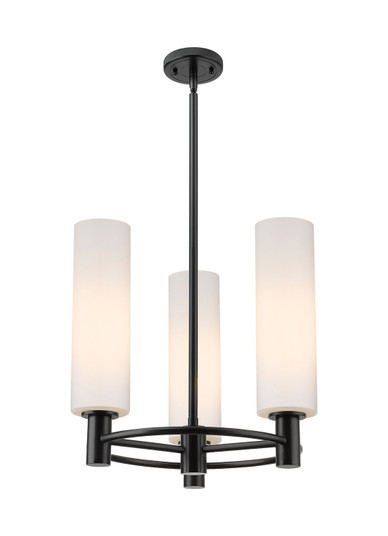 Downtown Urban Three Light Pendant in Matte Black (405|434-3CR-BK-G434-12WH)