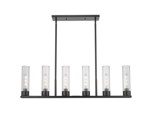 Downtown Urban Six Light Linear Pendant in Matte Black (405|429-6I-BK-G429-8CL)