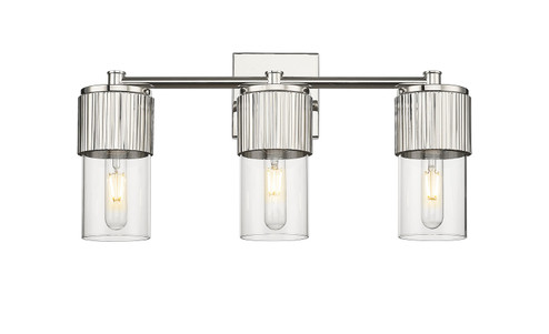 Downtown Urban Three Light Bath Vanity in Polished Nickel (405|428-3W-PN-G428-7CL)