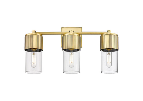 Downtown Urban Three Light Bath Vanity in Brushed Brass (405|428-3W-BB-G428-7CL)