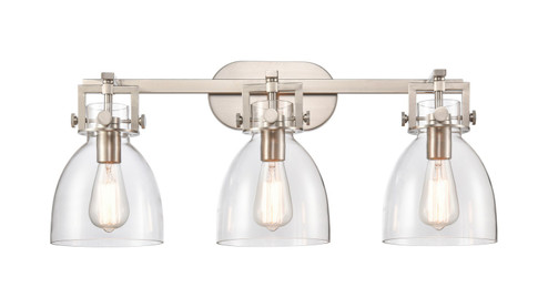 Downtown Urban Three Light Bath Vanity in Satin Nickel (405|411-3W-SN-G412-7CL)